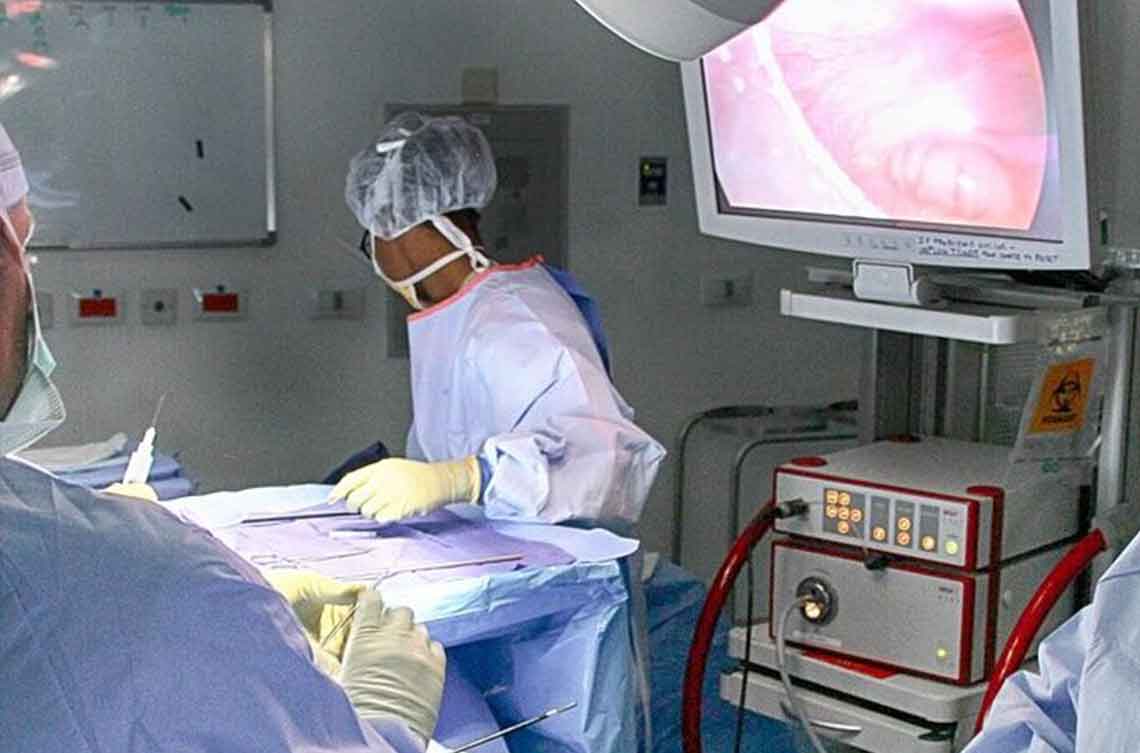 Laparoscopic surgery in progress — minimally invasive keyhole surgery